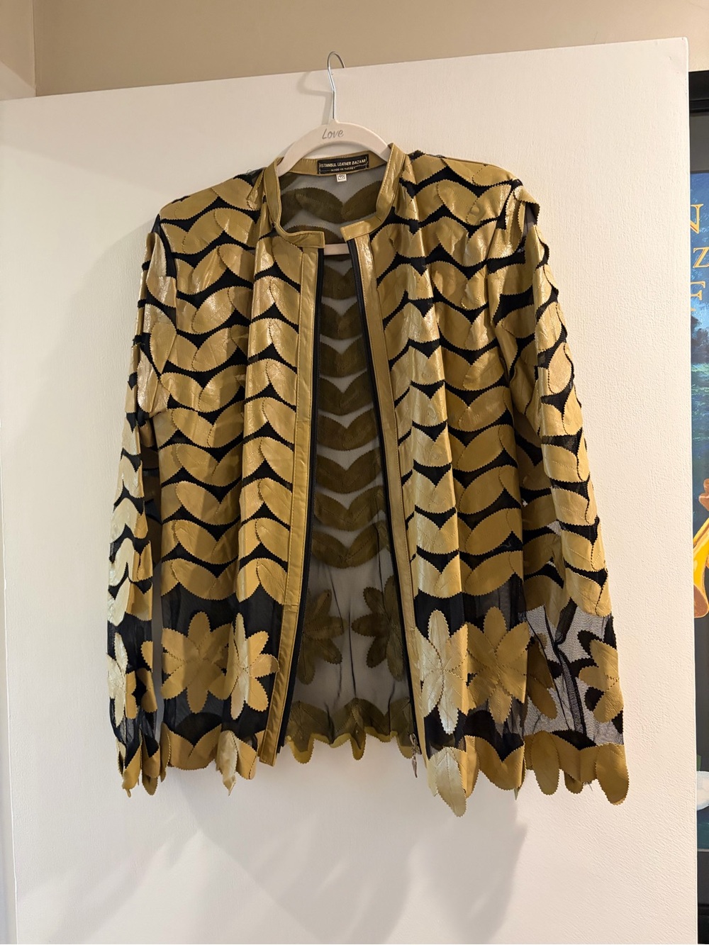 Love Black and Gold Floral Mesh Blazer Jacket